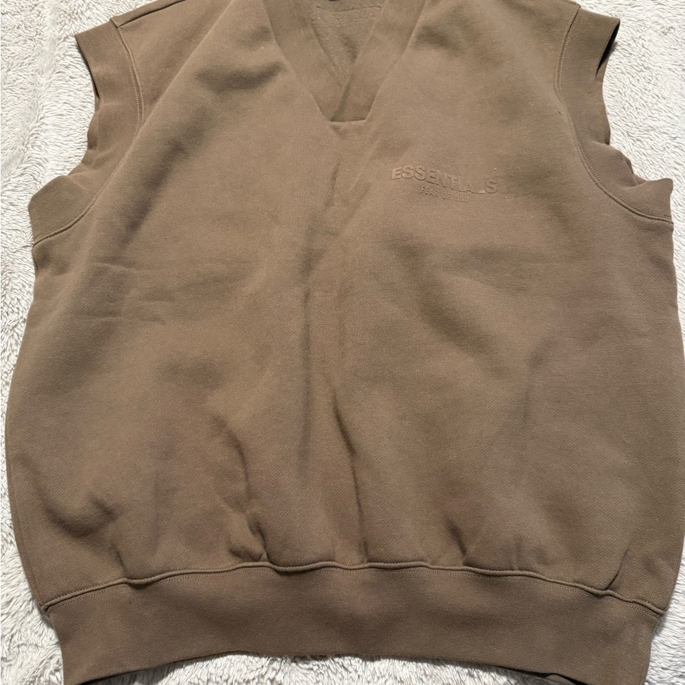 Essentials Men's Tan V-Neck Sweater Vest